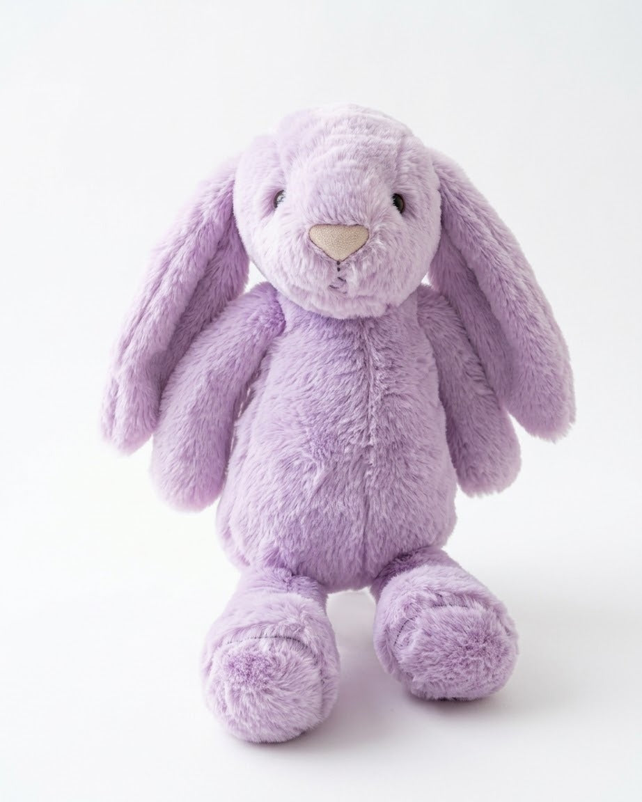 Lila uzun kulaklı peluş tavşan